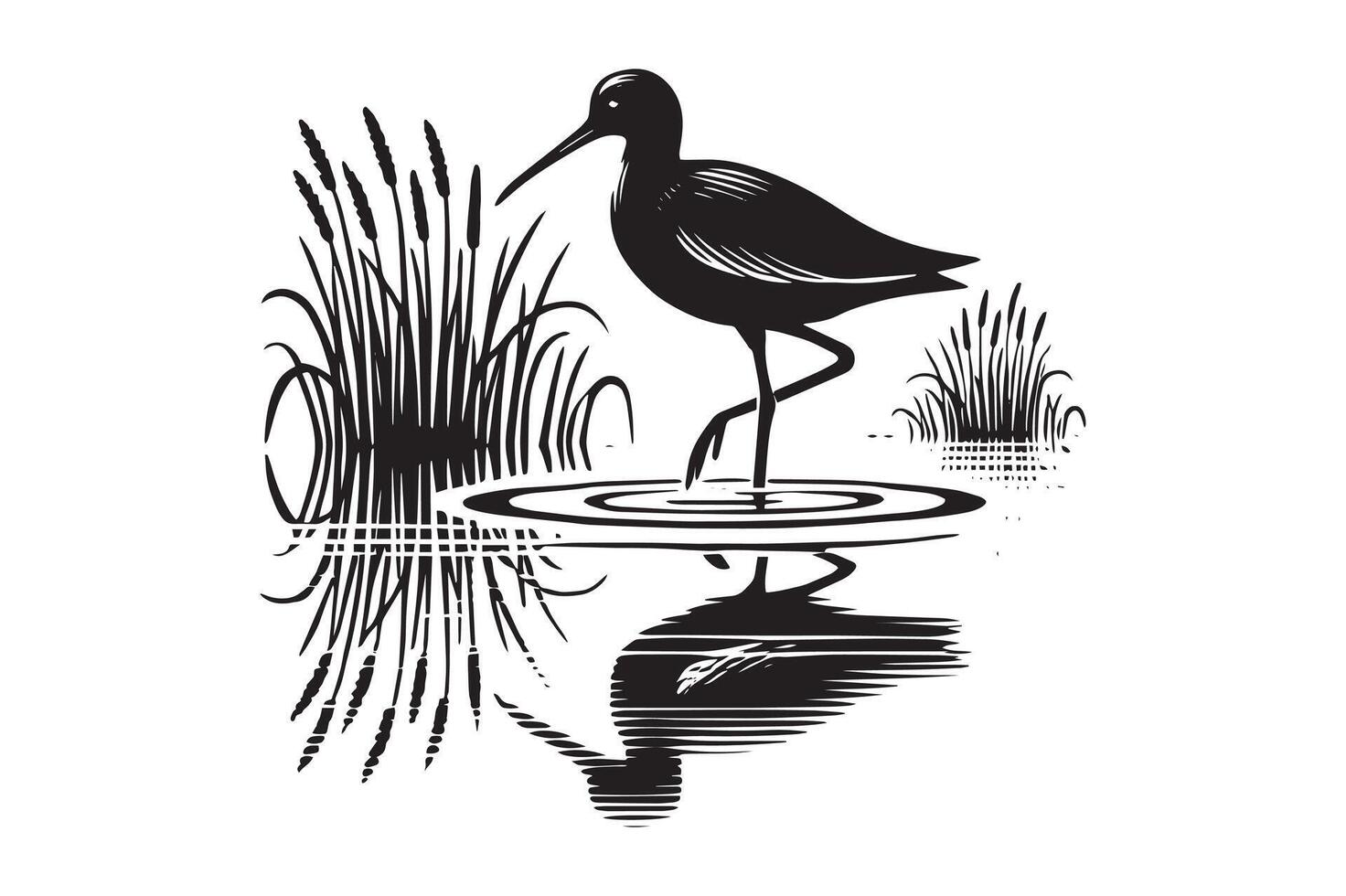 Graceful Egret Bird Illustration Design vector