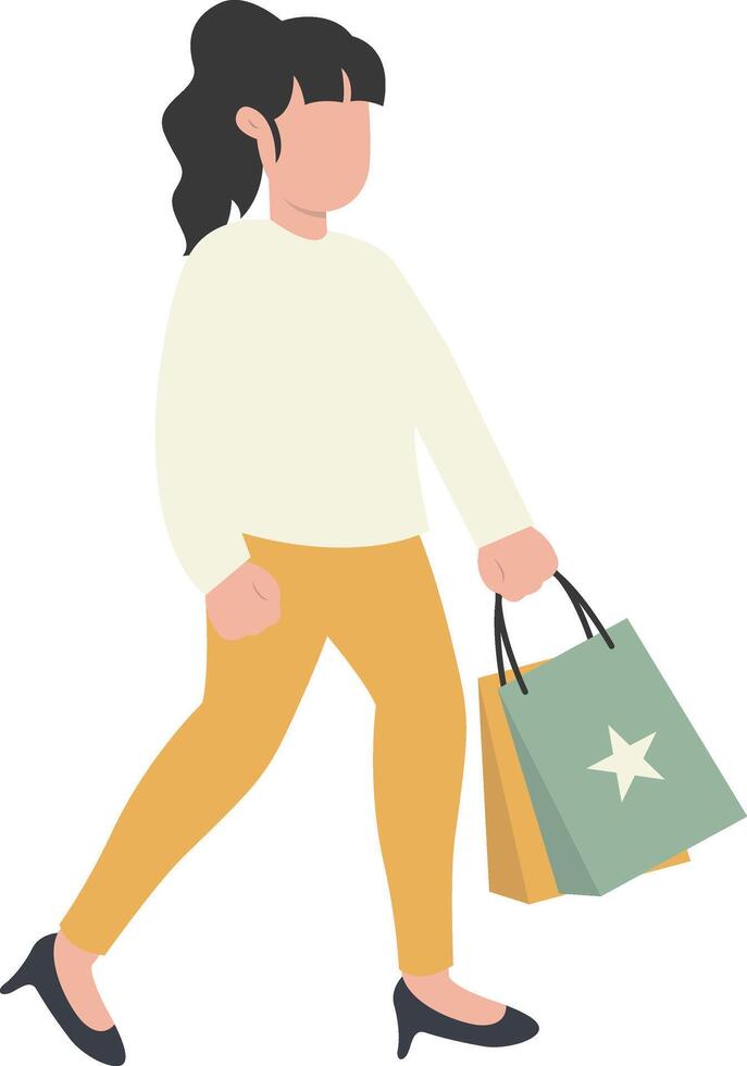 Lady Shopping with White Clothes vector