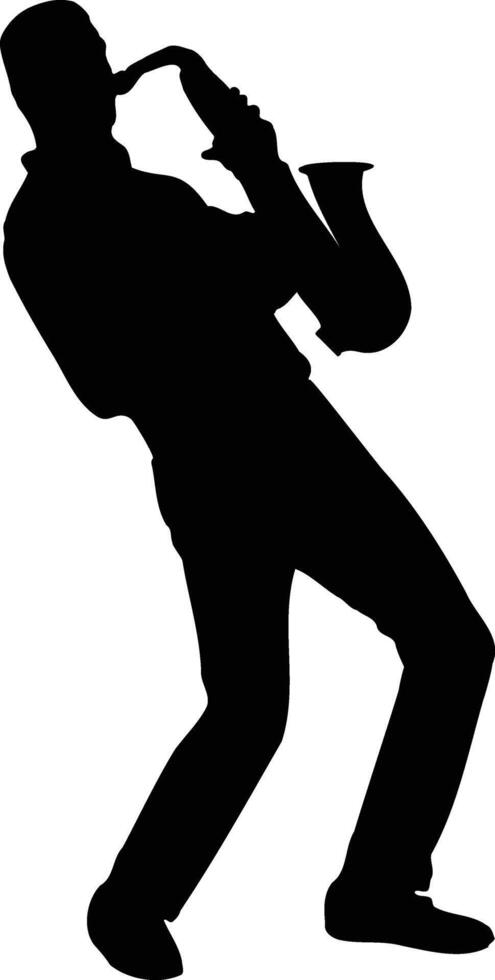Men Saxophone Player Silhouette vector