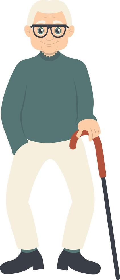 Senior Guy Walking with Glasses vector