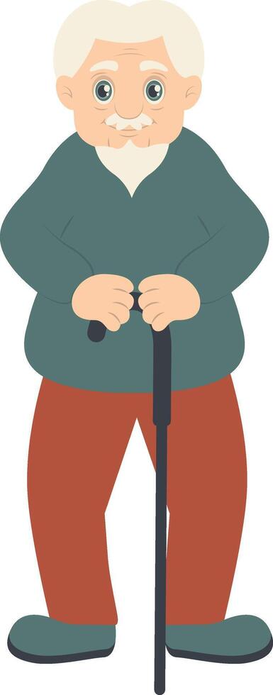 Old Guy Walking Character vector