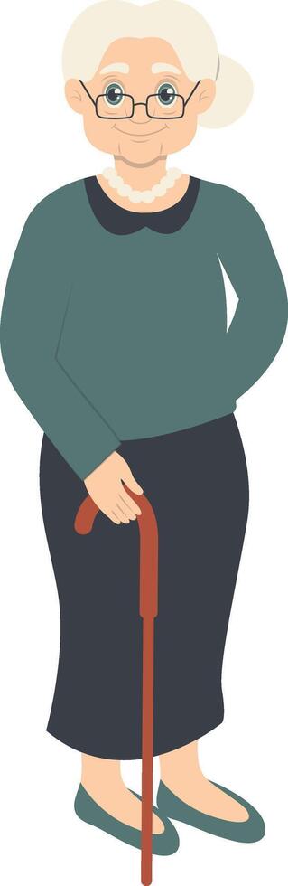 Senior Woman Walking with Glasses vector