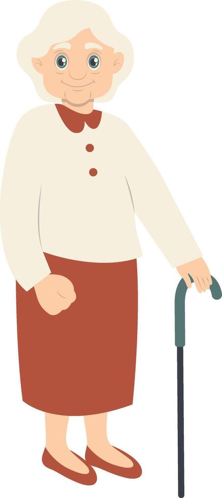 Senior Woman Walking with Cane vector