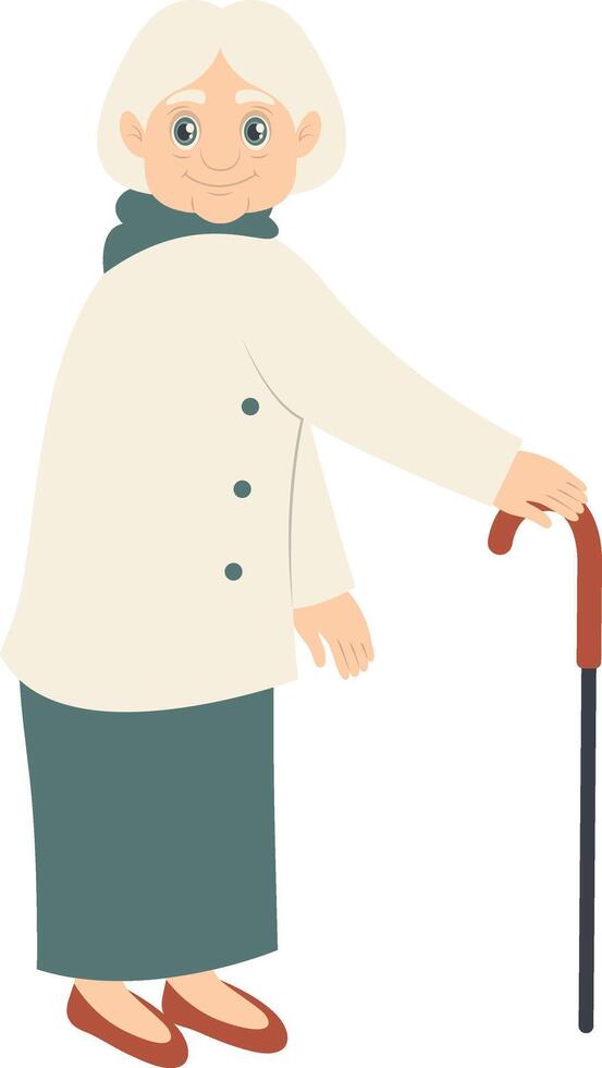 Senior Woman Walking with White Clothes vector
