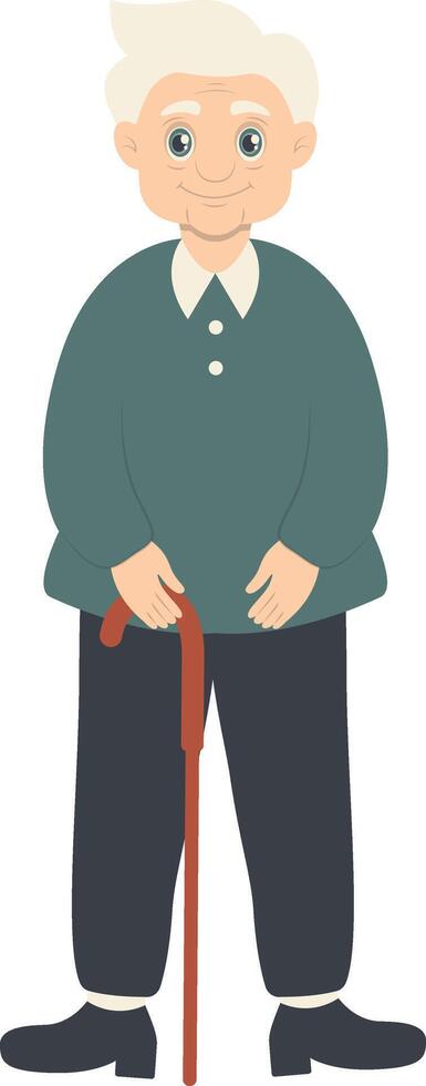 Old Men Character with Green Clothes vector