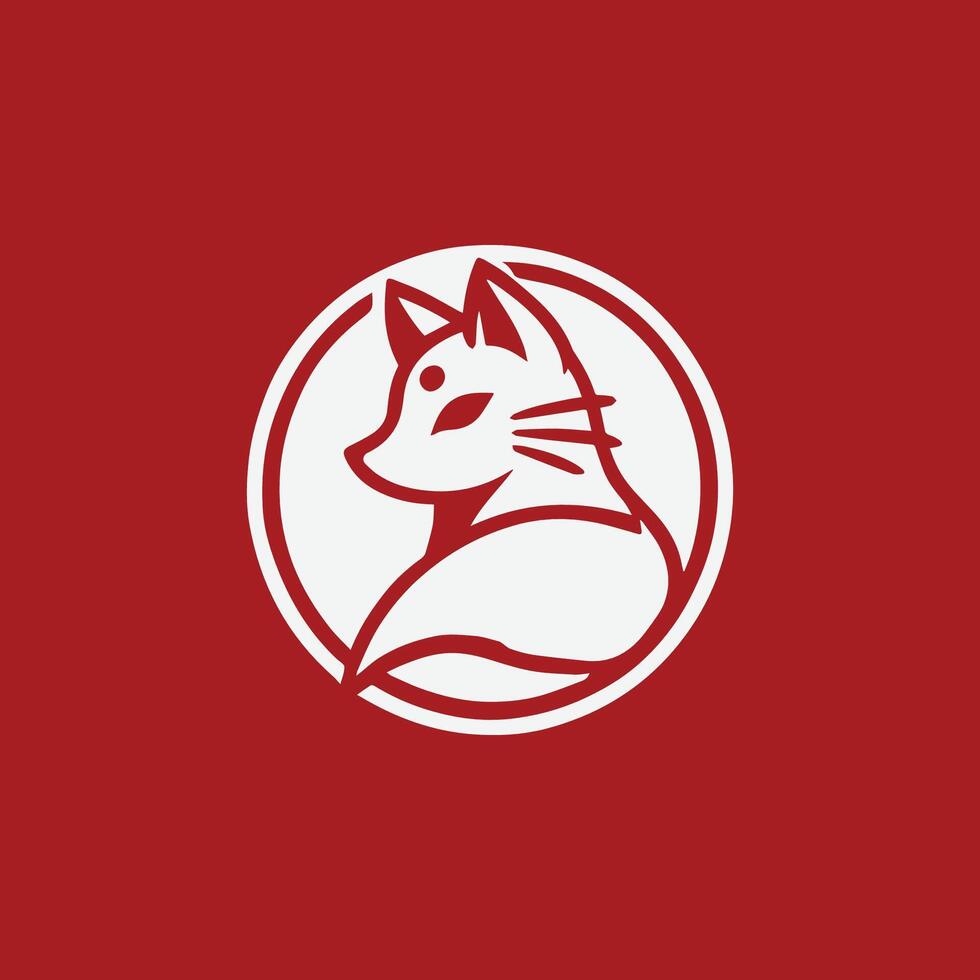 a red fox logo on a red background vector