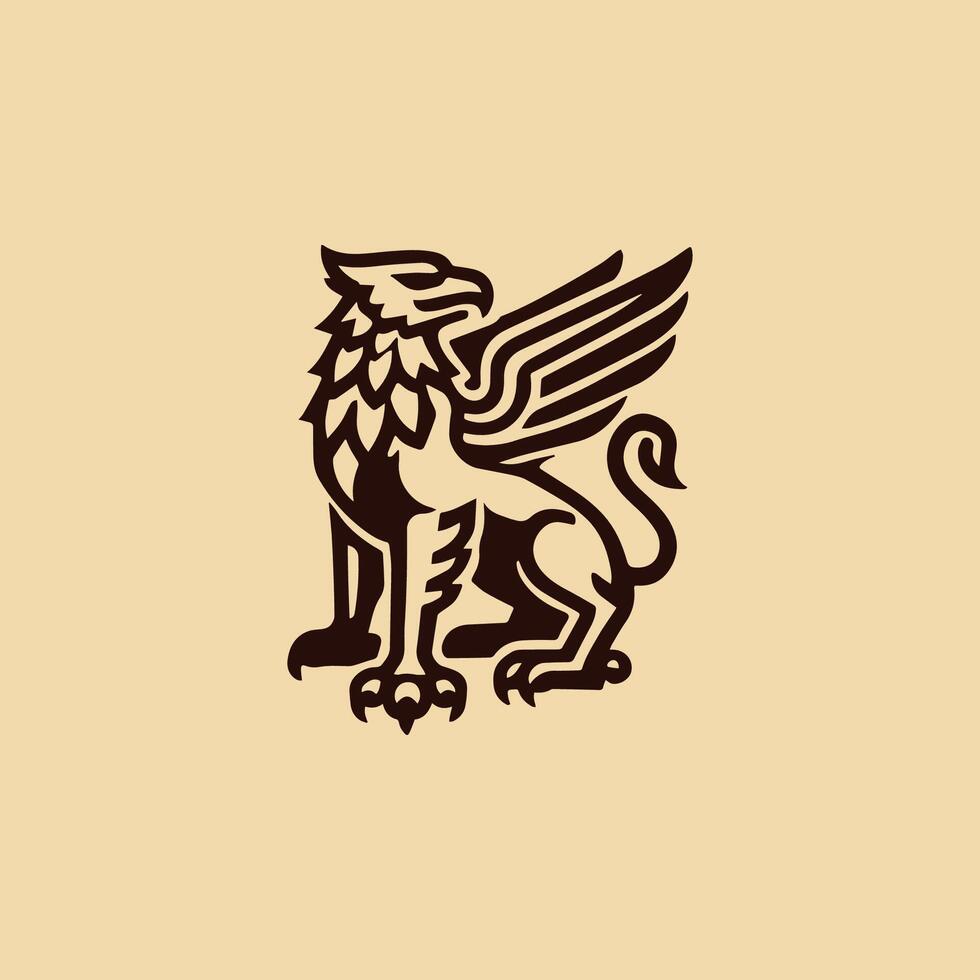 a lion logo with wings on it vector