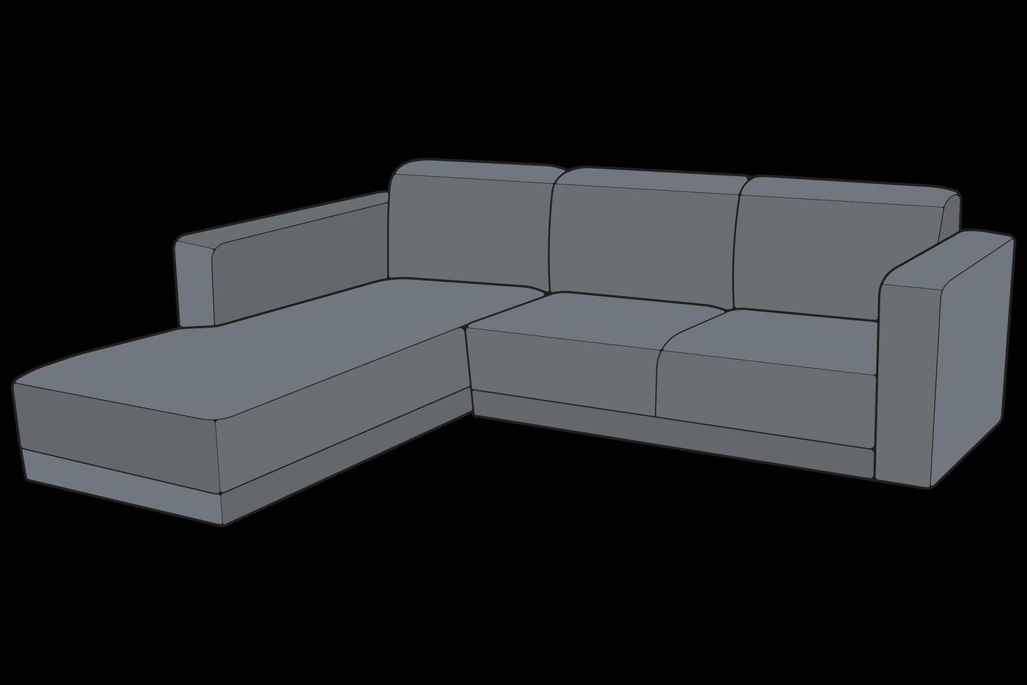 a grey couch with a chaise vector