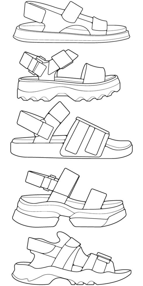 bundling sandals coloring pages for kids vector