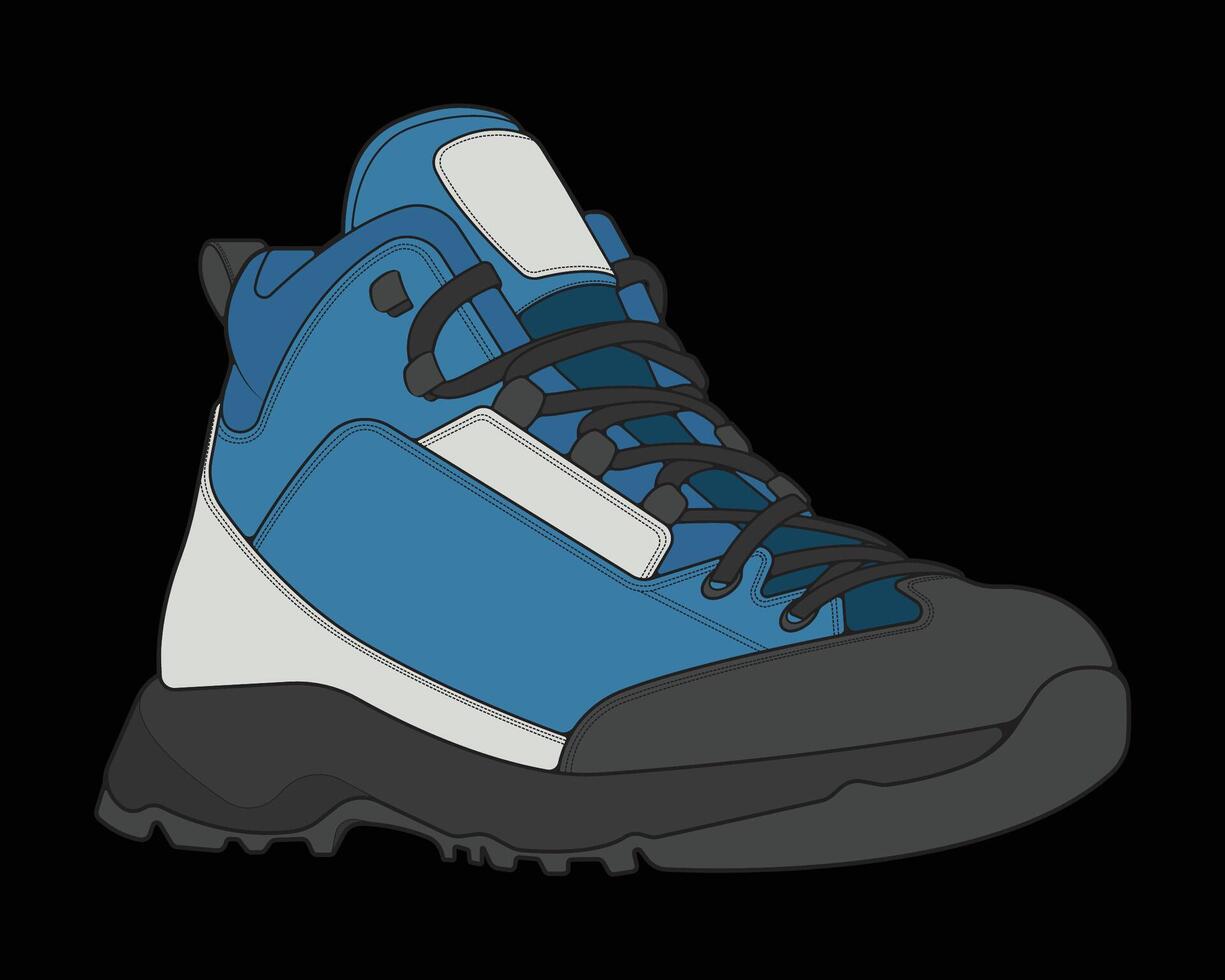 Hiking boots illustration over black. vector