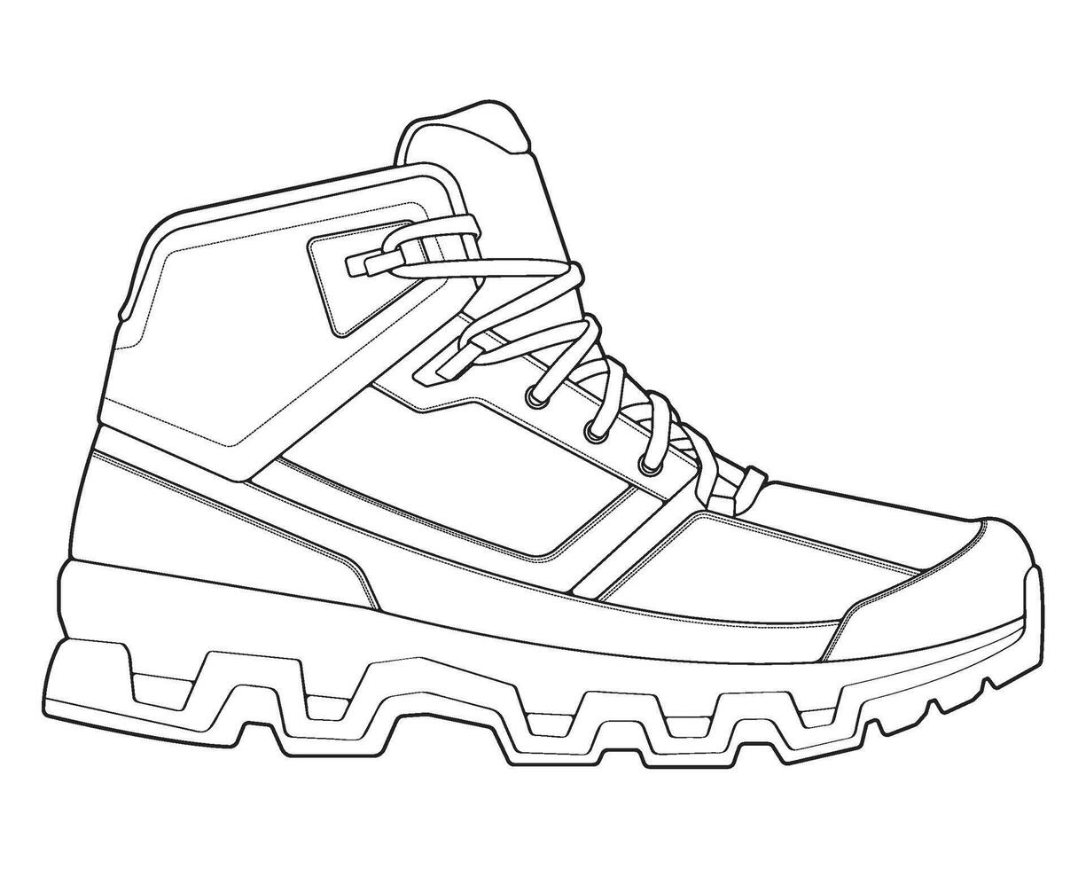 a drawing of a hiking boot illustration vector
