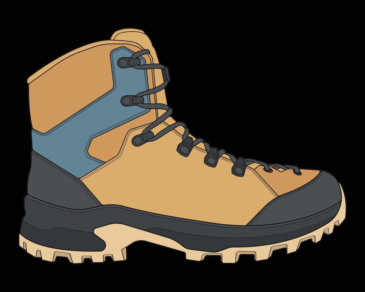 a pair of hiking boots on a black background vector