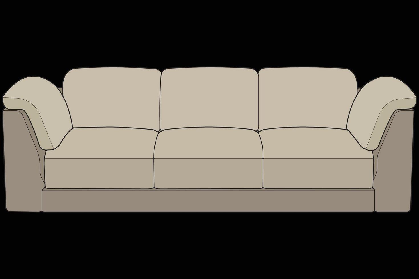 a beige couch with a black background vector