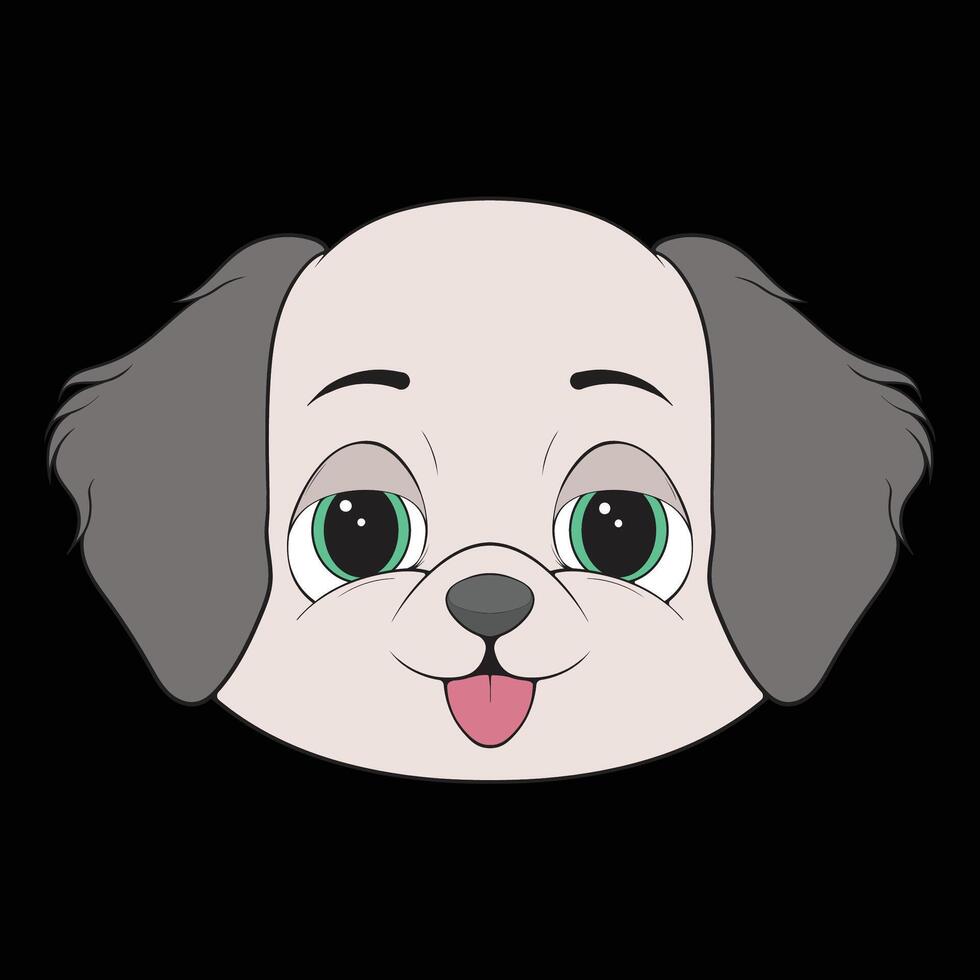 a cartoon dog with green eyes and a big nose vector