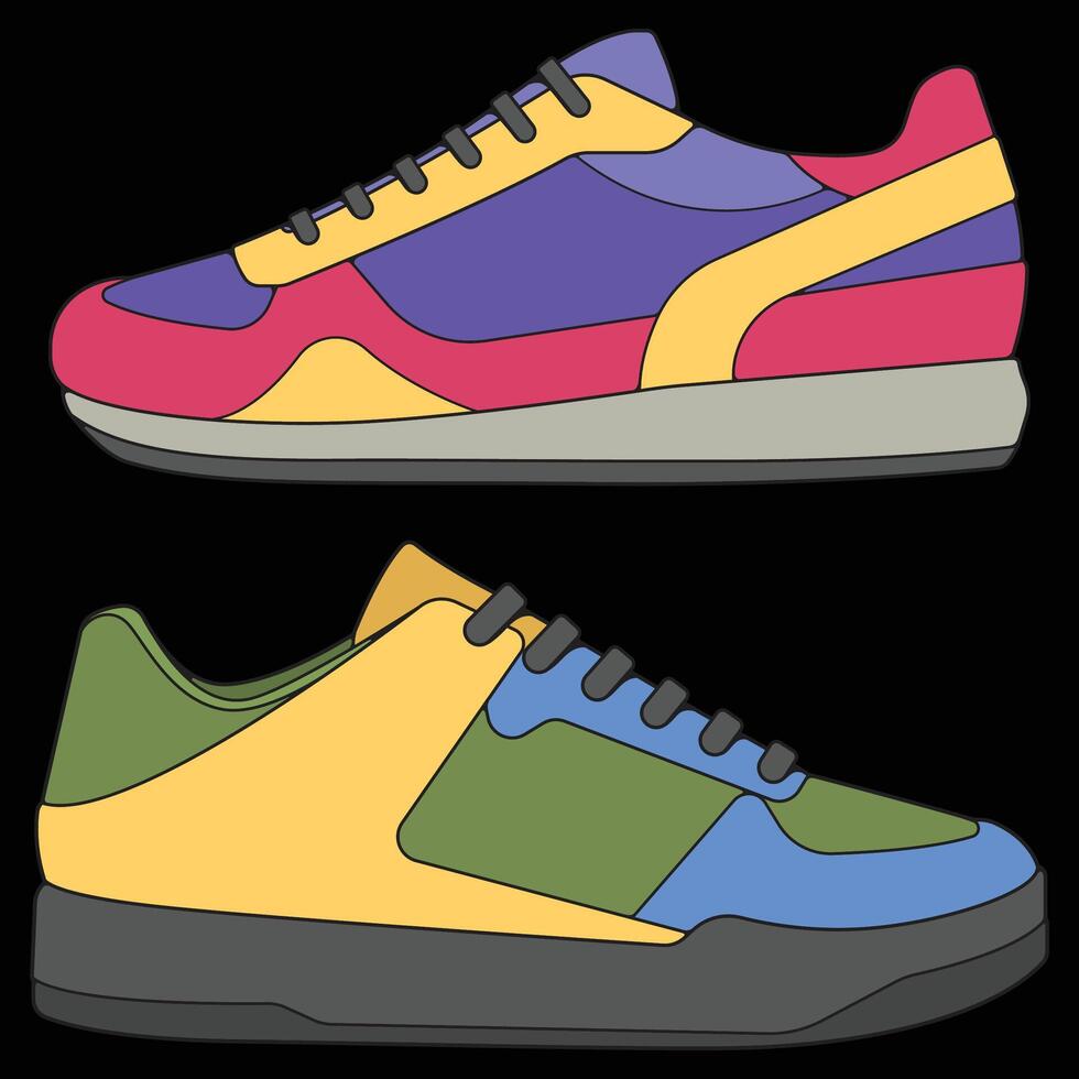 colorful sneakers clipart bundling vector