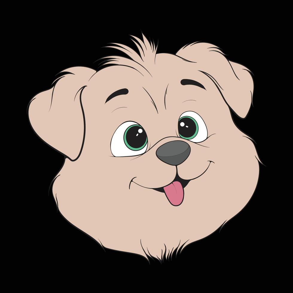 a cartoon dog with green eyes and a big smile vector