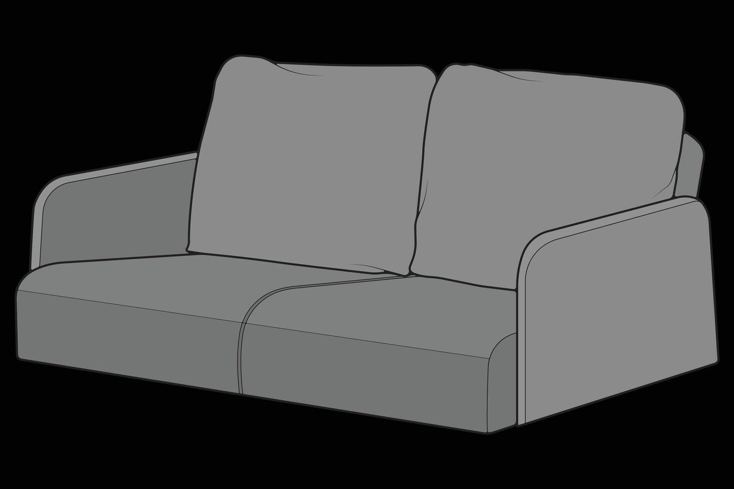 a grey couch with a black background vector