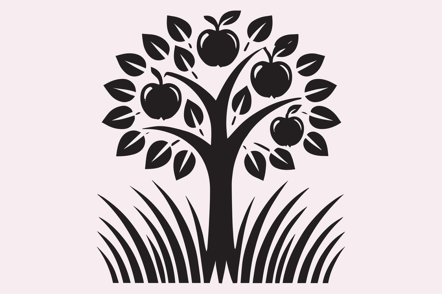 Nature-Inspired Apple Tree Icon for Crafting Projects vector