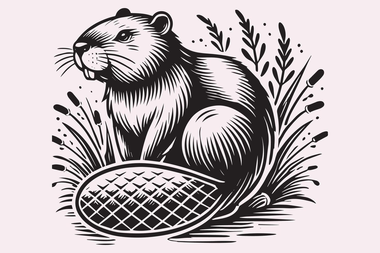 Beaver Silhouette Clipart for Digital Art Projects vector