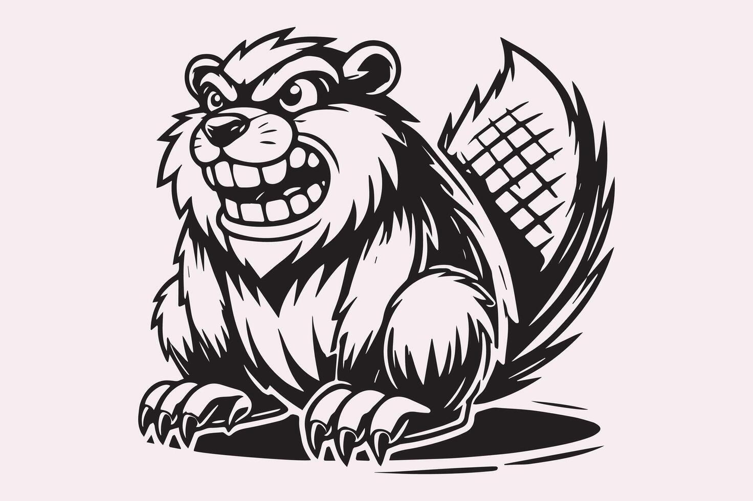 Wildlife Angry Beaver Silhouette for Stickers and Labels vector
