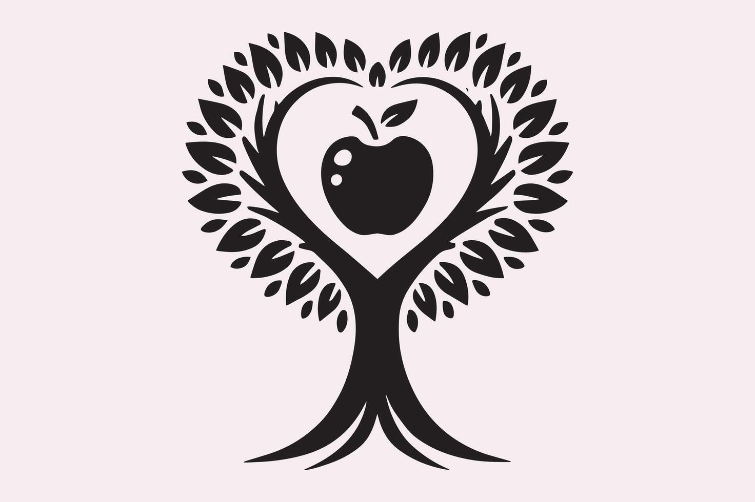 Minimalist Apple Tree Silhouette for Graphic Design Projects vector