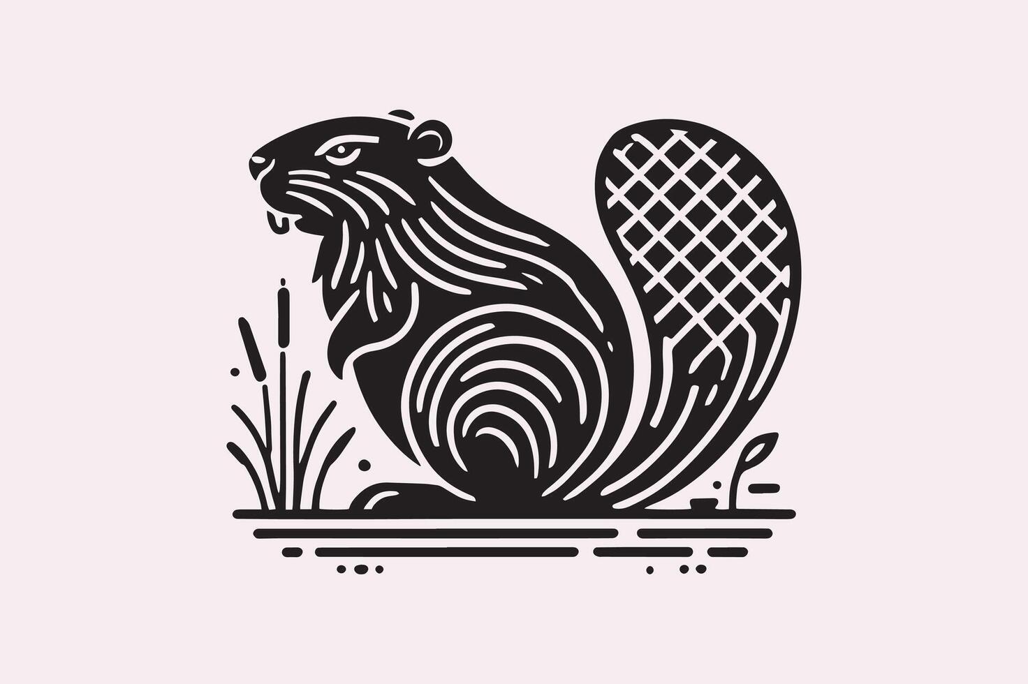 Rustic Beaver Silhouette for Wall Art and Decor vector