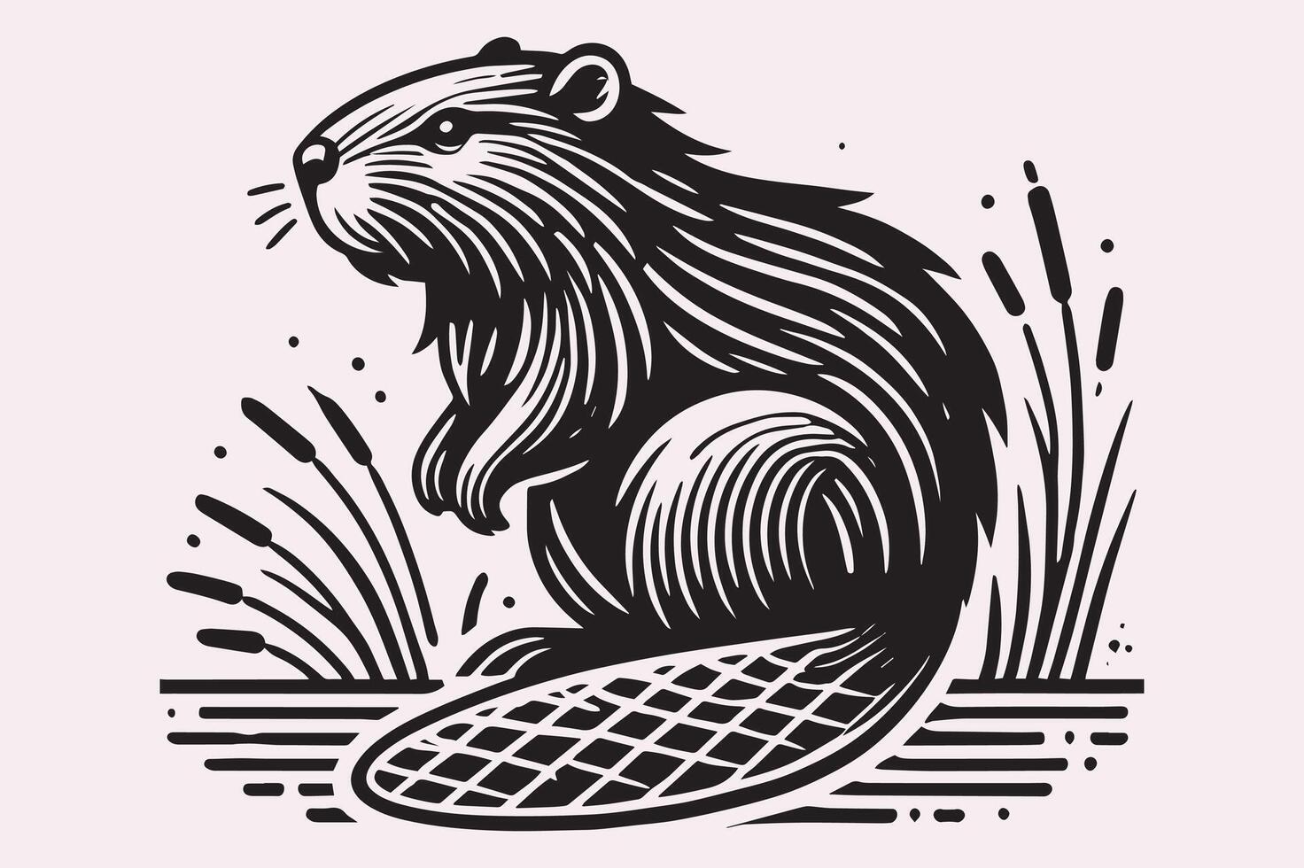 Wildlife-Inspired Beaver Silhouette for Posters vector