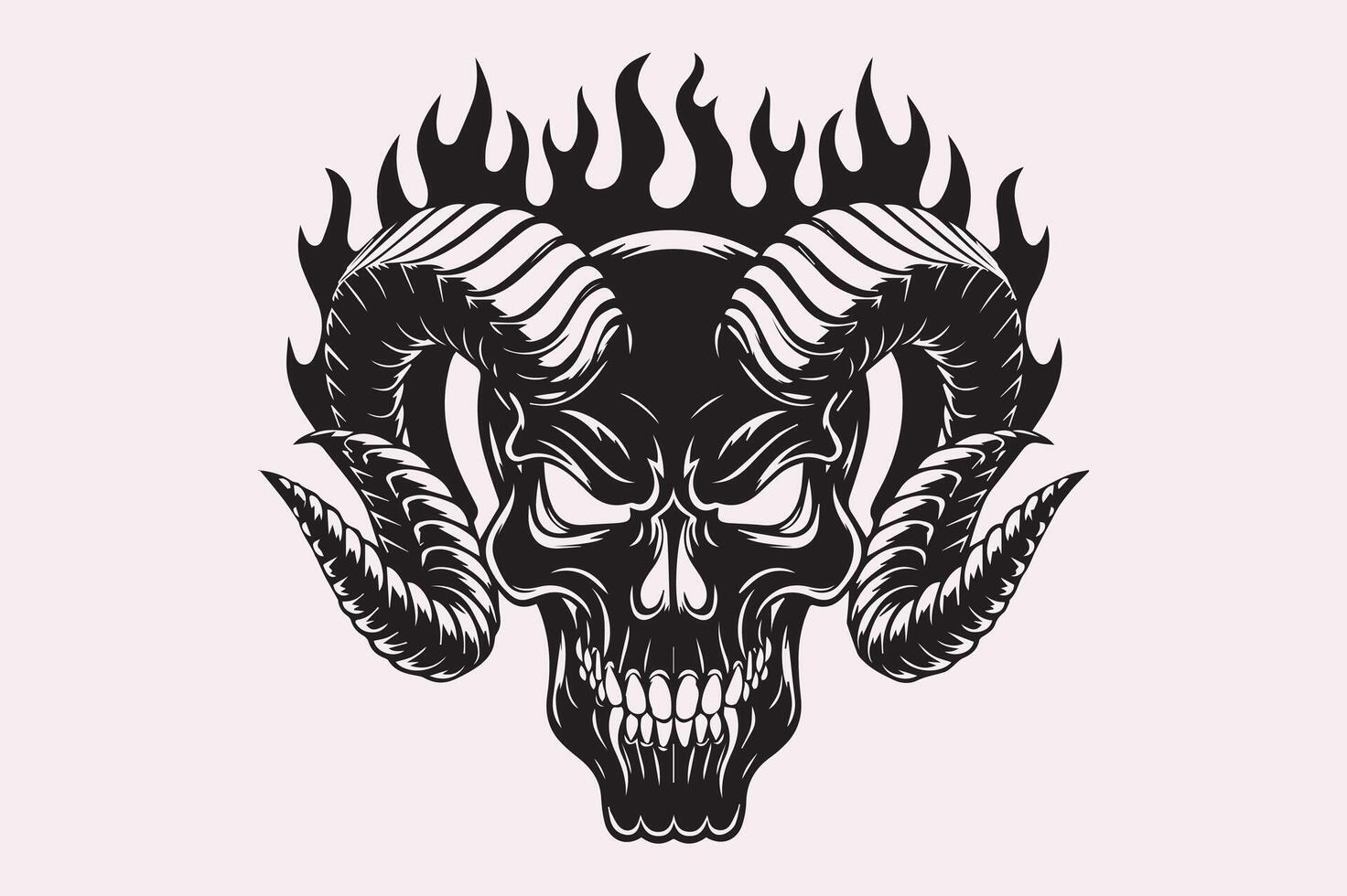 Black Devil Skull Graphic for Rock Band Merchandise vector