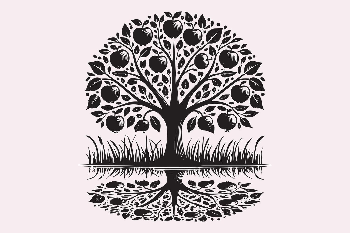 Stylized Apple Tree Logo for Packaging and Labels vector