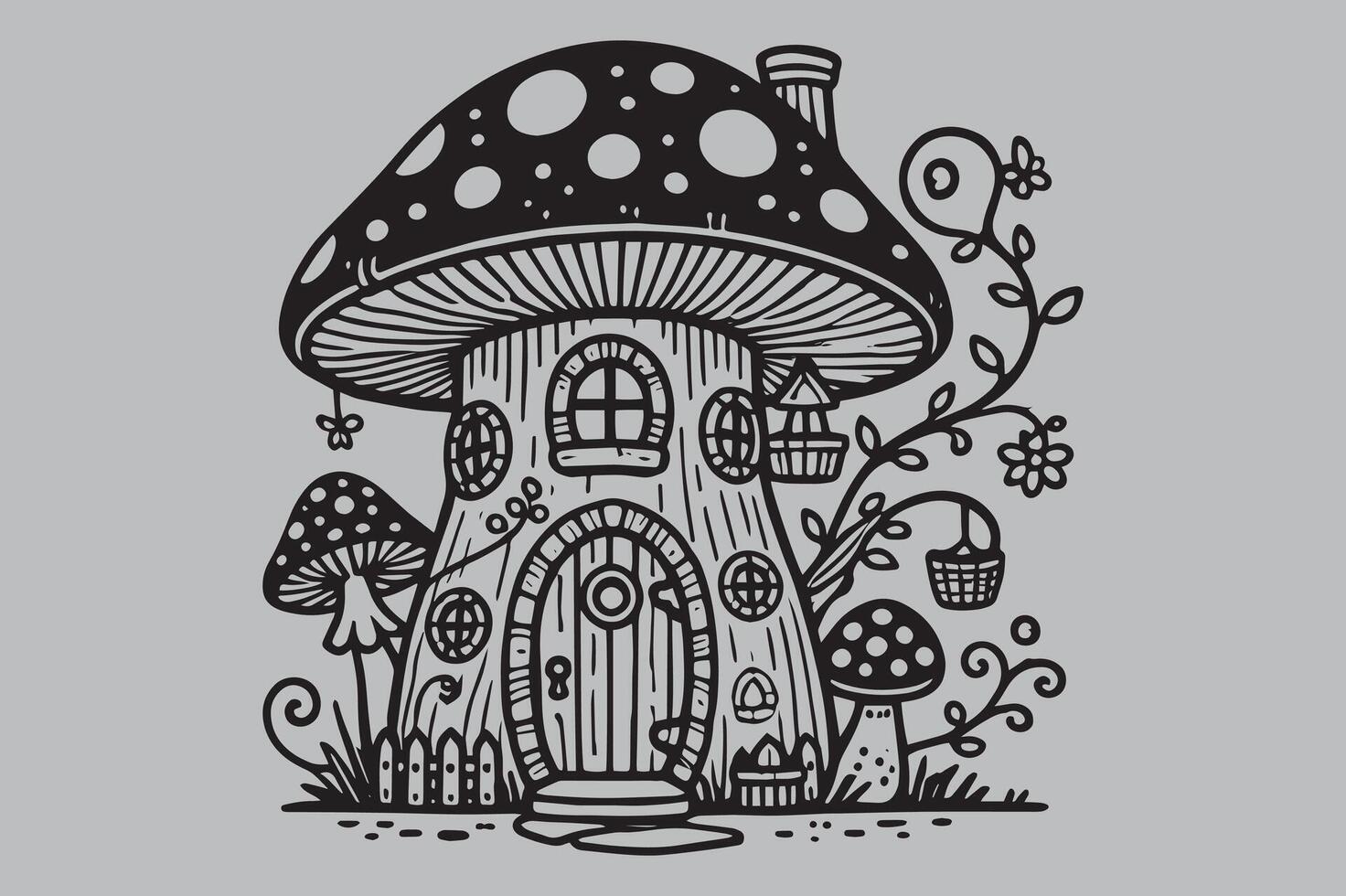 Minimal Mushroom Design for T-Shirts and Apparel vector