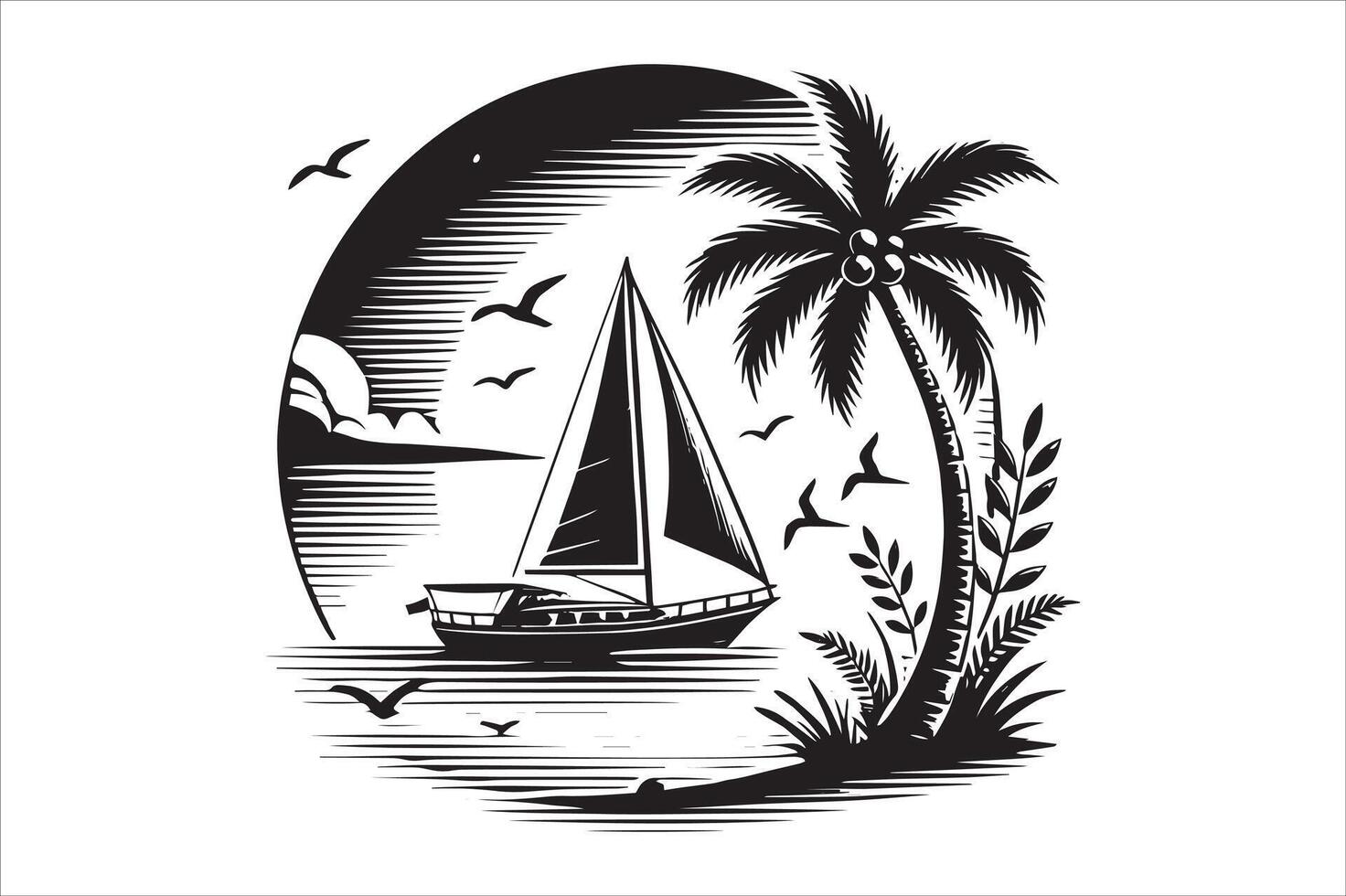 Summer Relaxation Silhouette for Print-on-Demand Products vector