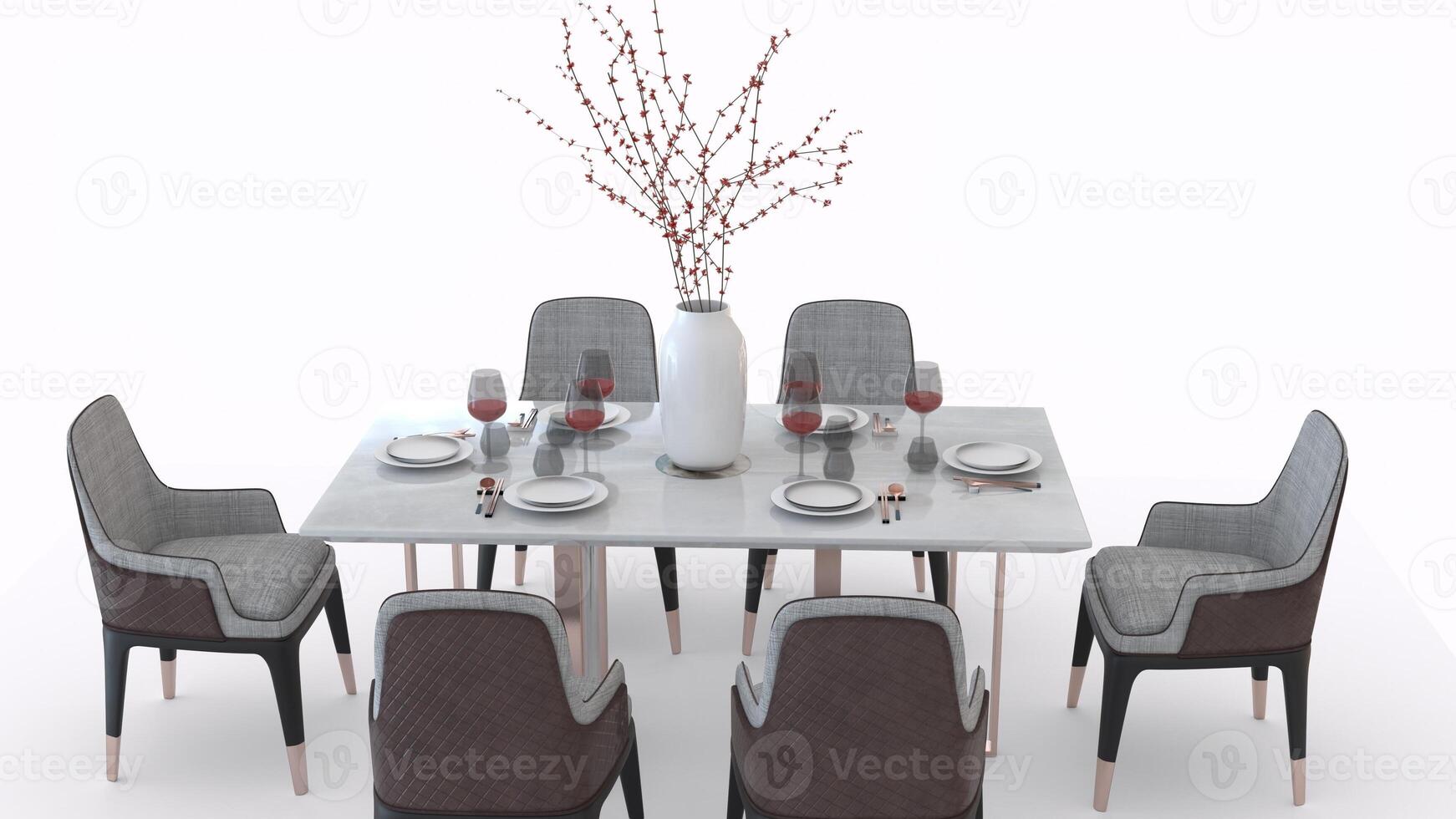 modern dining table with white background photo