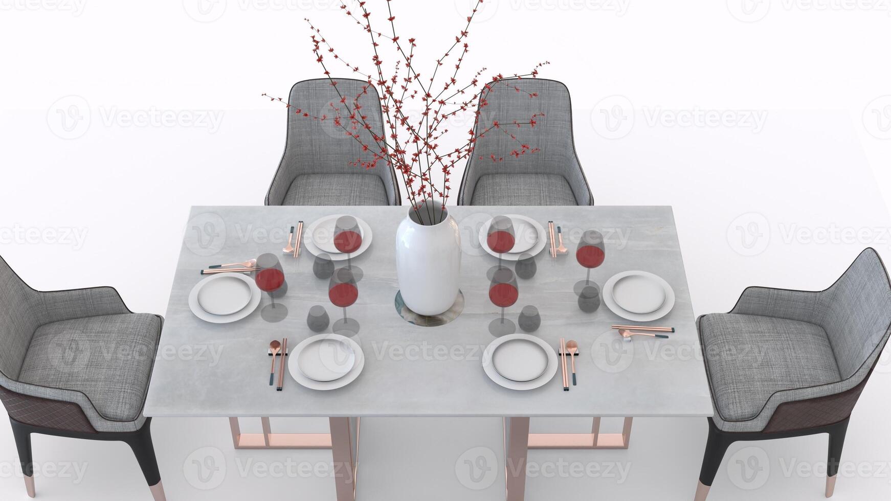 modern dining table with white background photo
