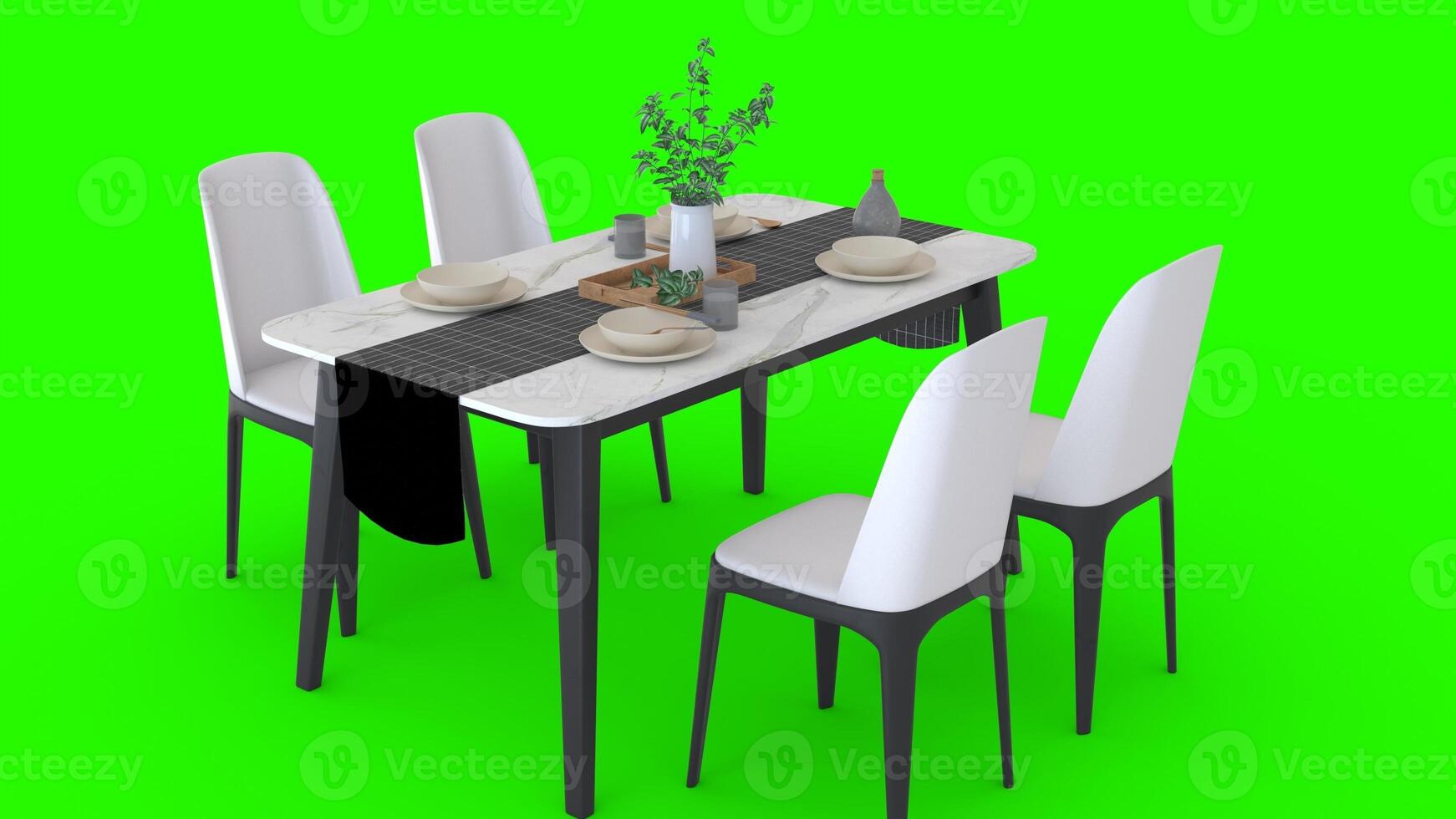 simple dining table with green background photo