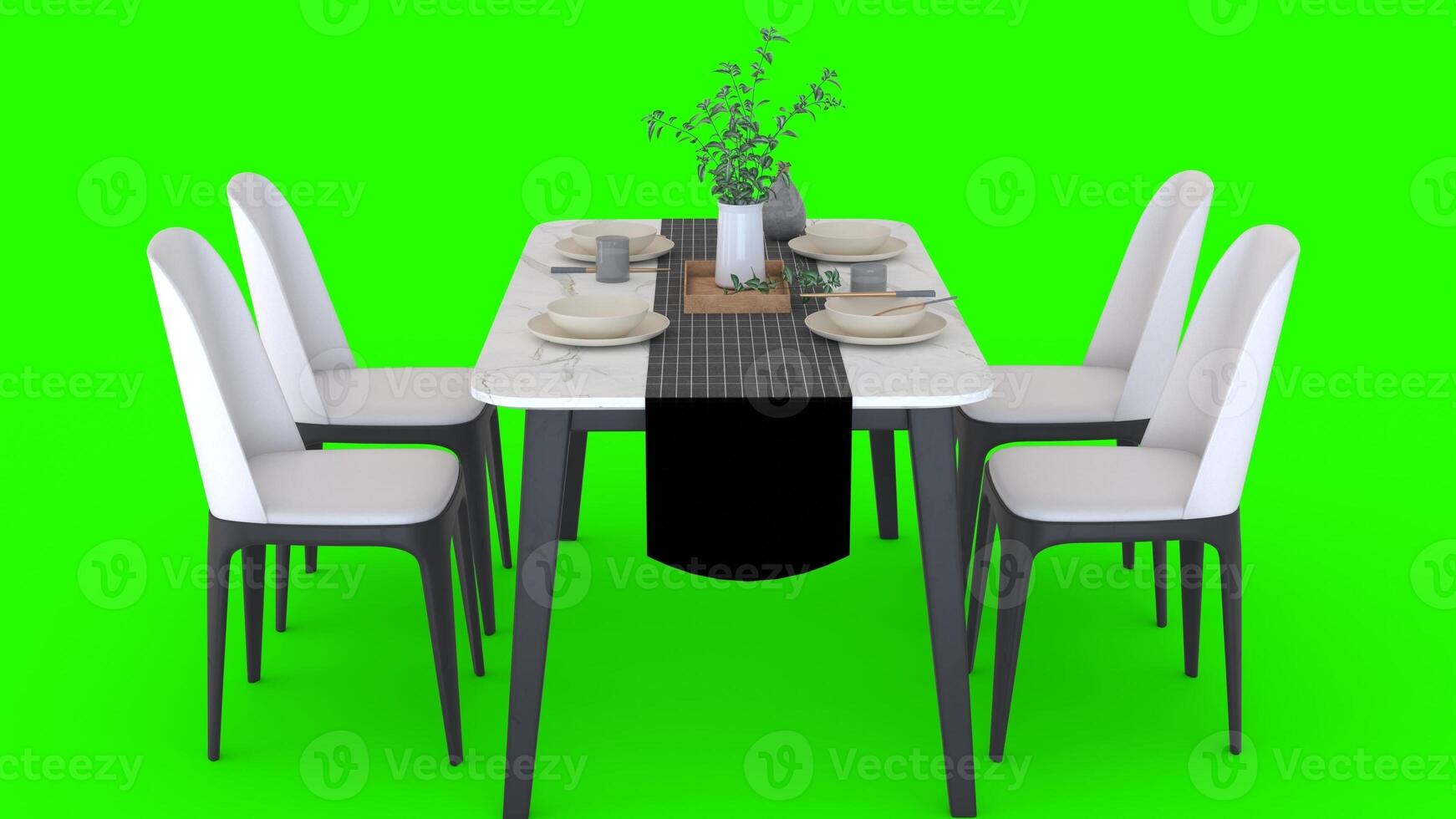 simple dining table with green background photo