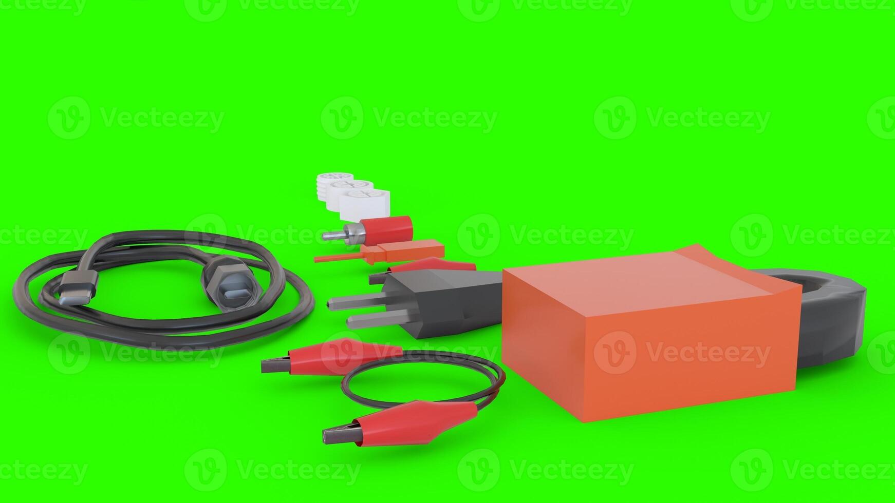 connectors and cables with green background photo