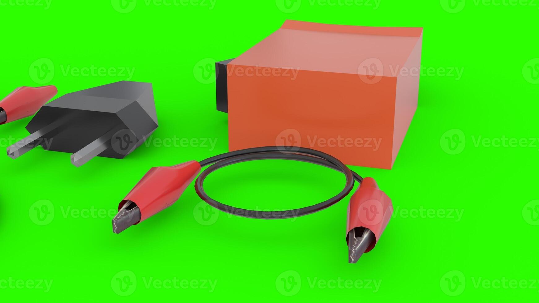 connectors and cables with green background photo