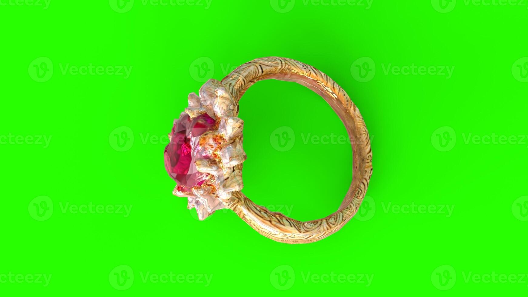 diamond ruby ring with green background photo