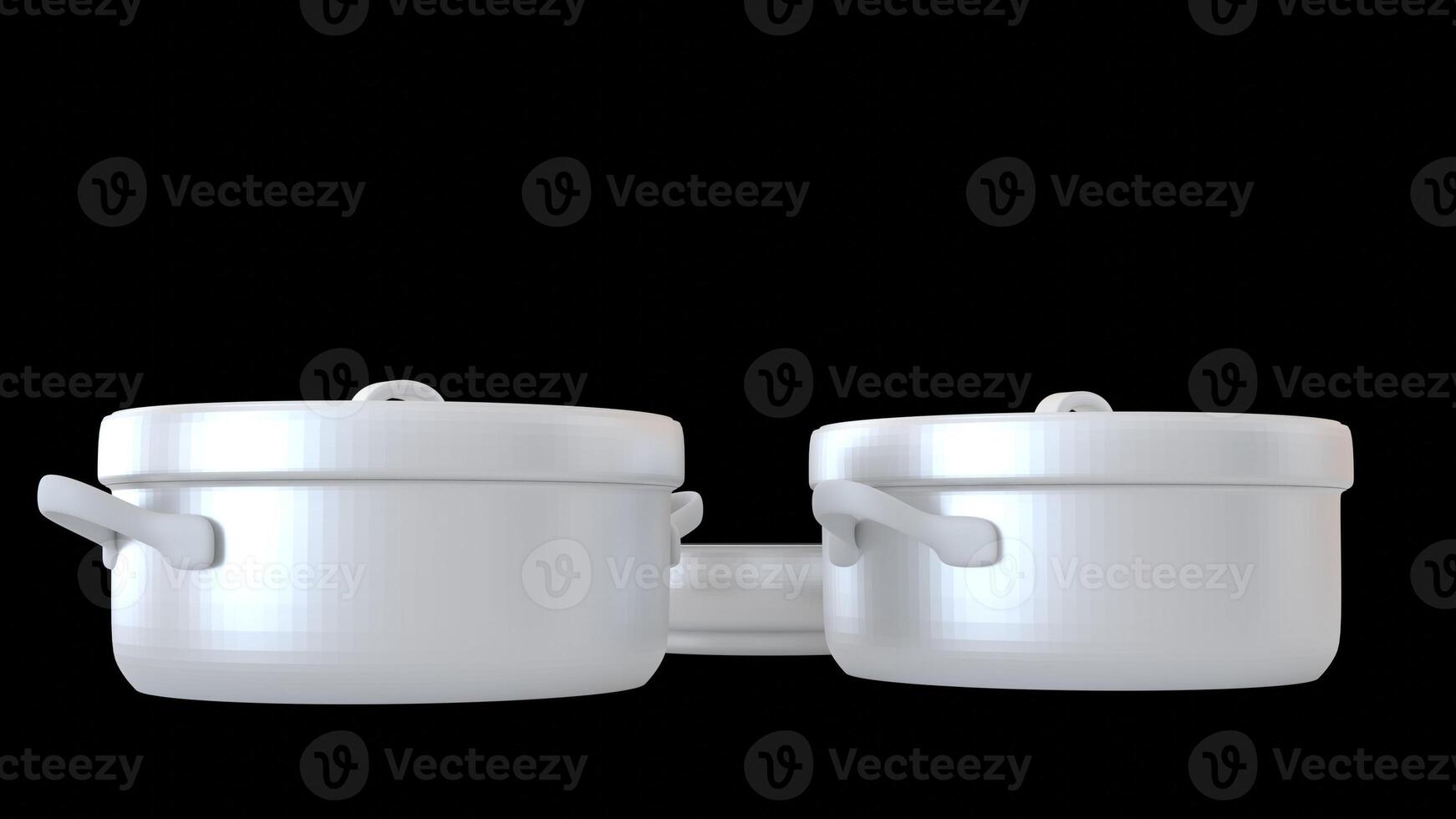 frying pan and pots with black background photo