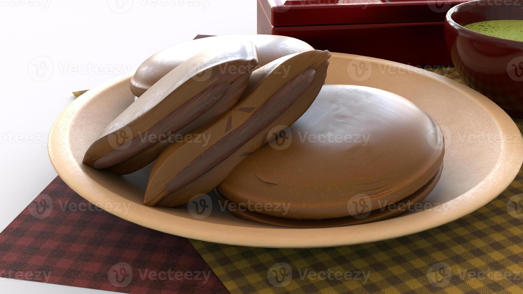 japanese food dessert set with white background photo