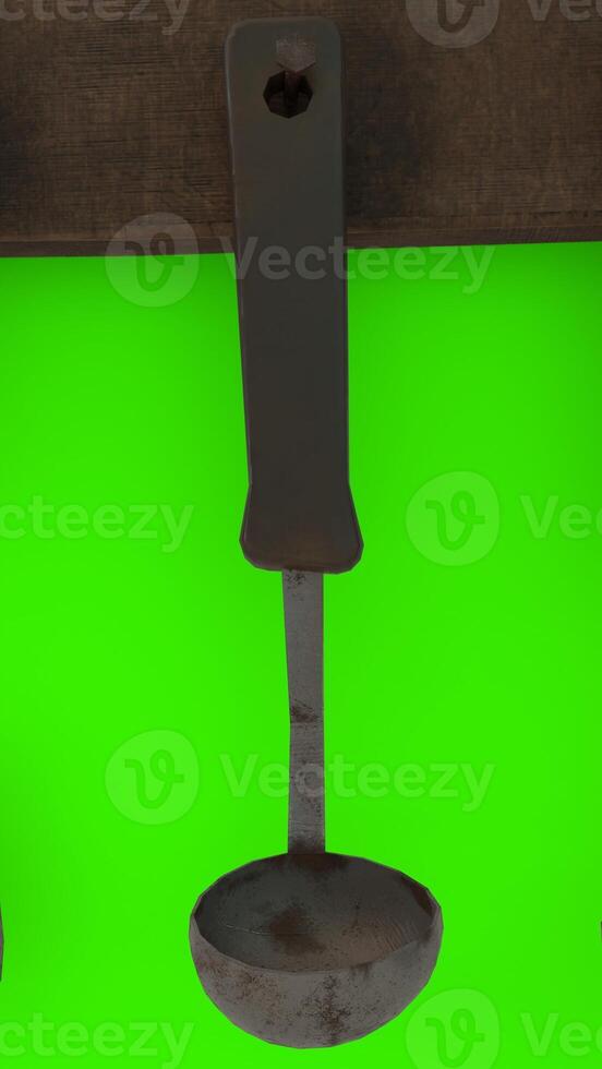 kitchen utensils and spoon with green background photo