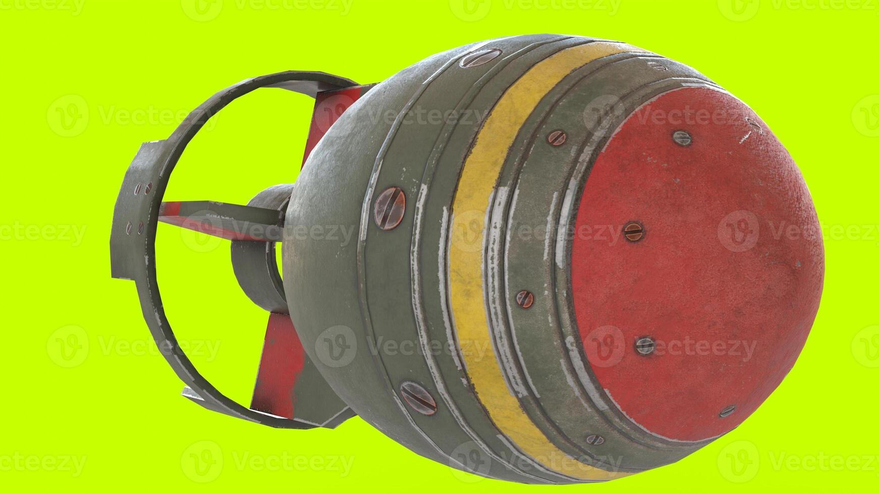 mini nuclear bomb with green background photo