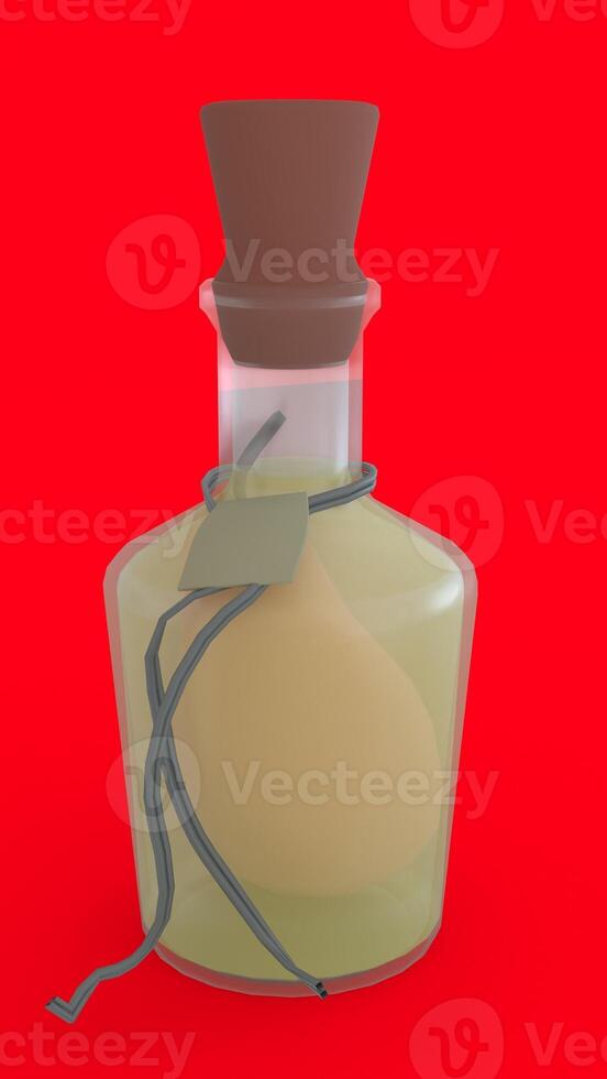 pear in a bottle with red background photo