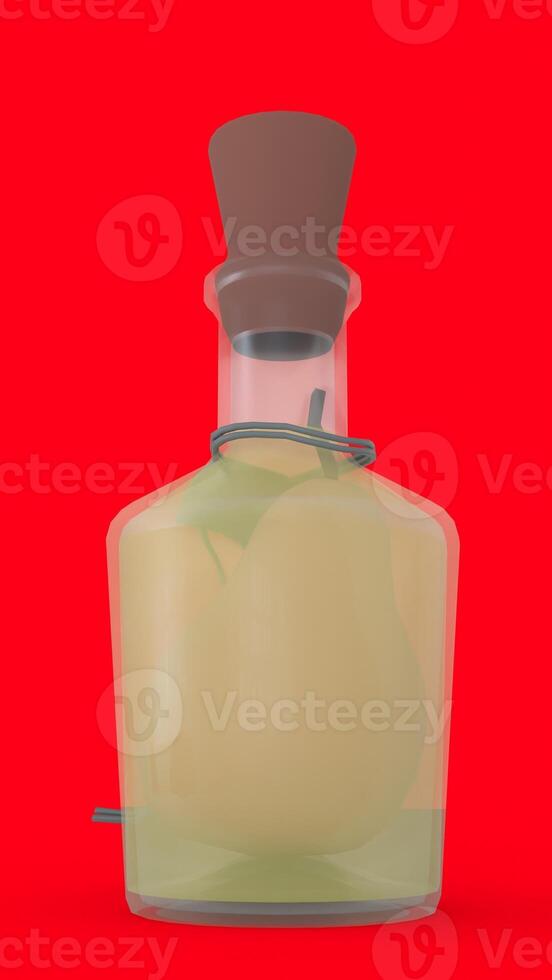 pear in a bottle with red background photo