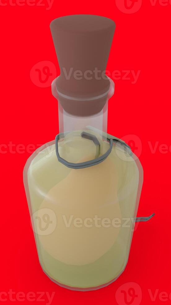 pear in a bottle with red background photo