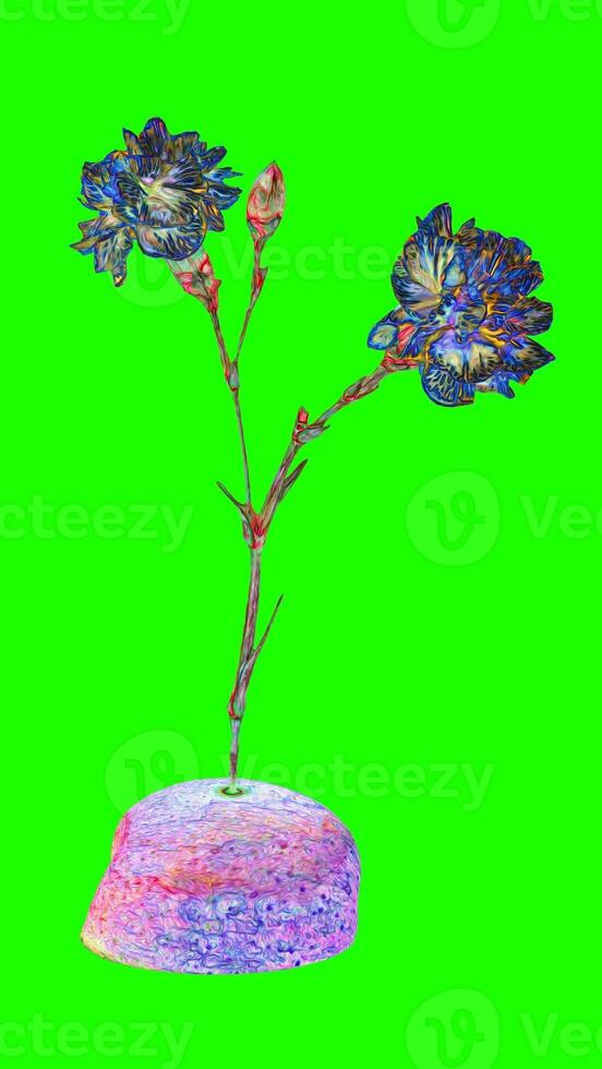 psychedelic space carnations with green background photo