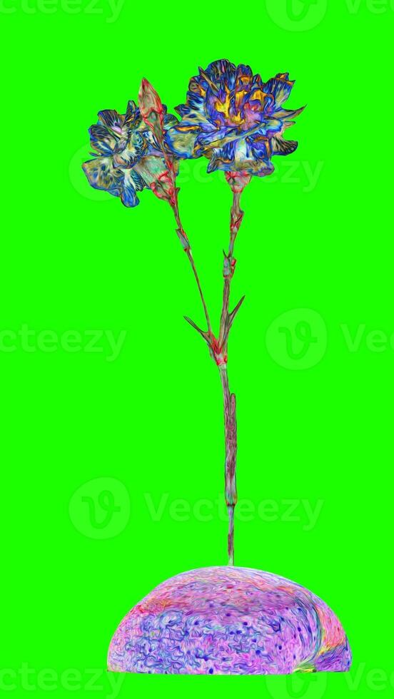 psychedelic space carnations with green background photo