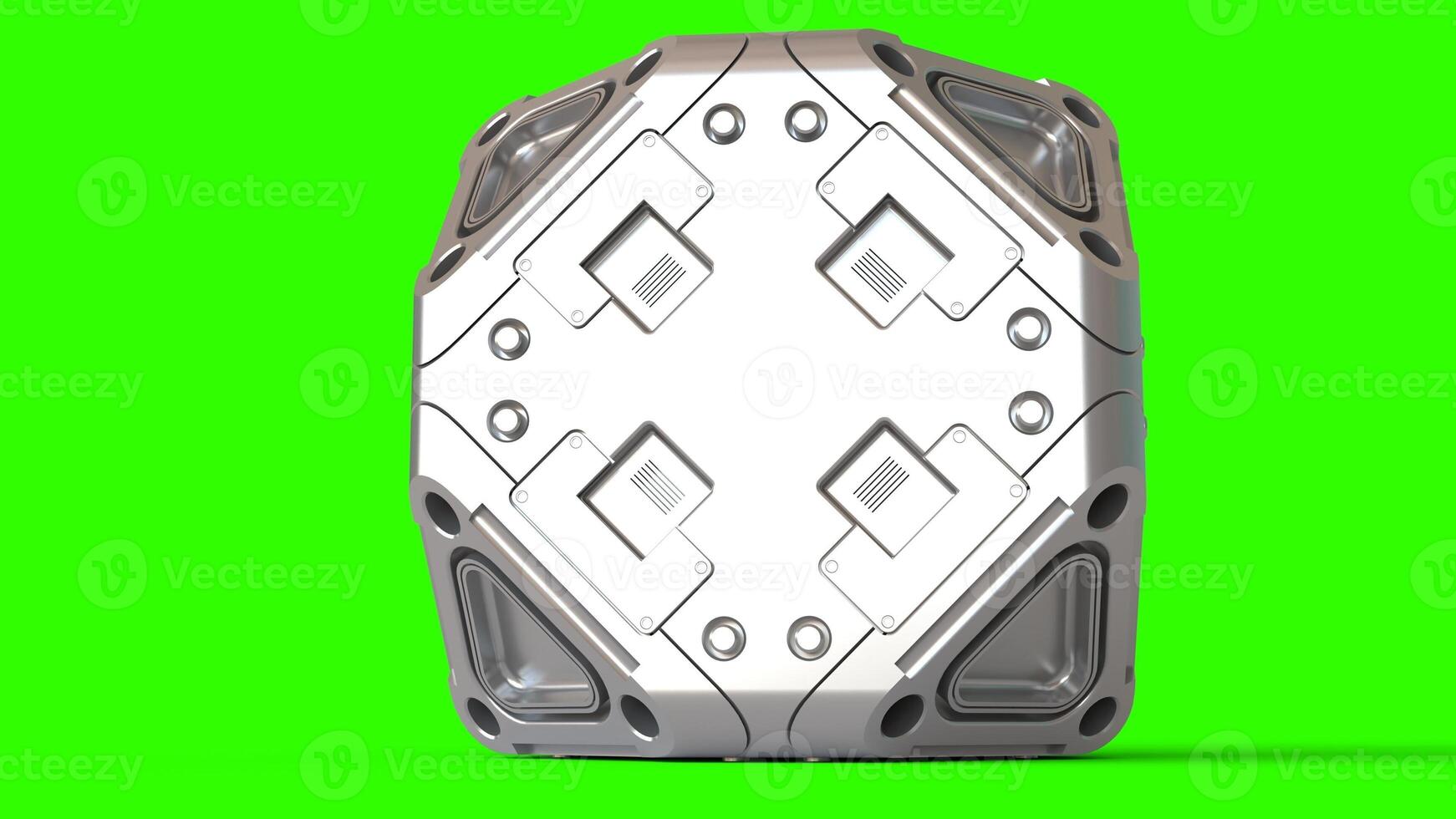 sci-fi cube with green background photo