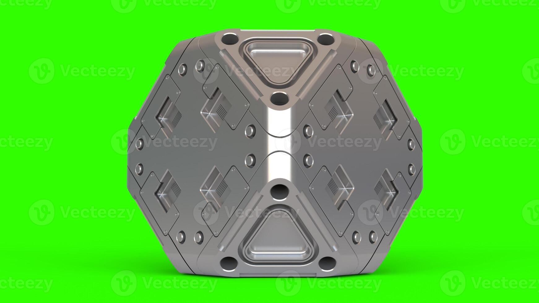 sci-fi cube with green background photo