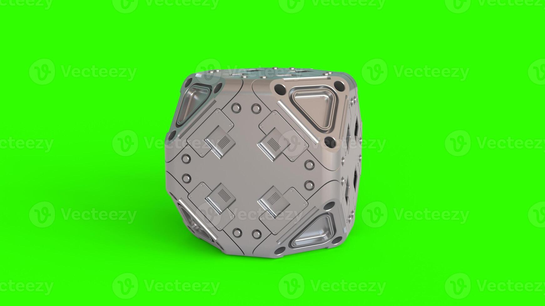 sci-fi cube with green background photo